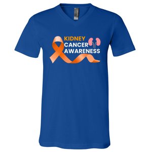 Kidney Cancer Survivor Funny Gift Ney Cancer Awareness Meaningful Gift V-Neck T-Shirt