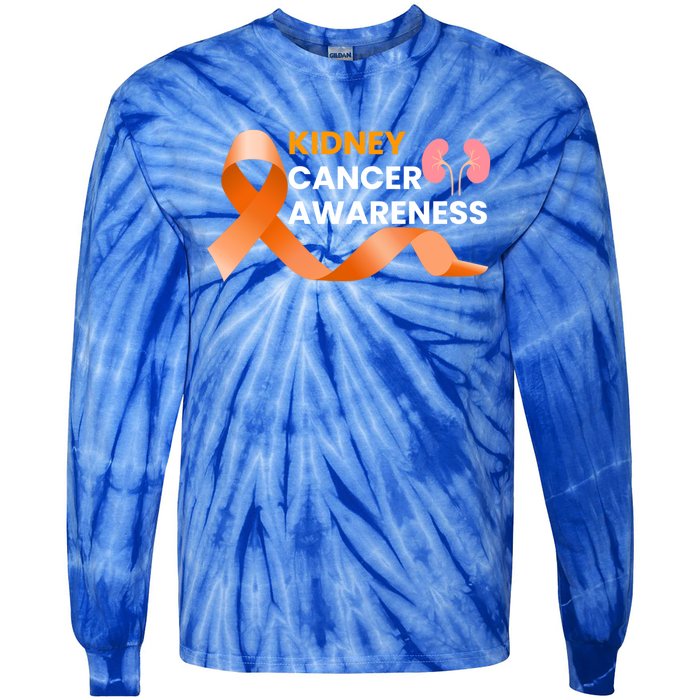 Kidney Cancer Survivor Funny Gift Ney Cancer Awareness Meaningful Gift Tie-Dye Long Sleeve Shirt