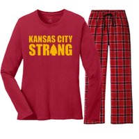 Kansas City Strong Awareness Women's Long Sleeve Flannel Pajama Set 