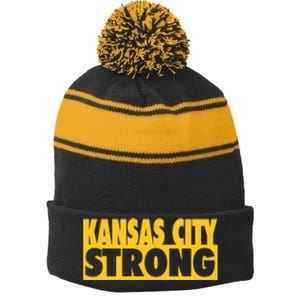 Kansas City Strong Stripe Pom Pom Beanie