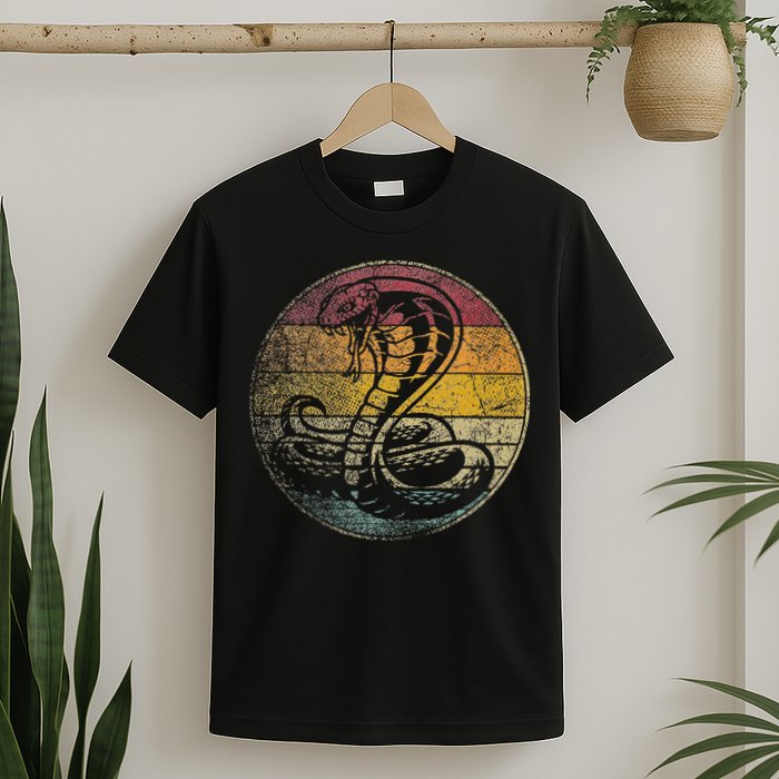 King Cobra Snake Sun Retro Vintage Reptile 80s Gift T-Shirt