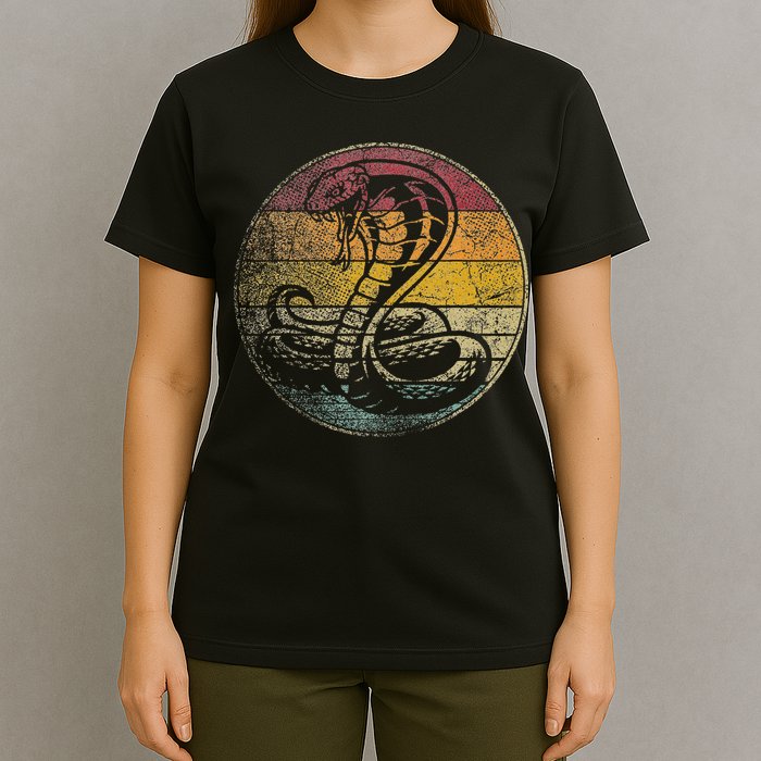 King Cobra Snake Sun Retro Vintage Reptile 80s Gift T-Shirt