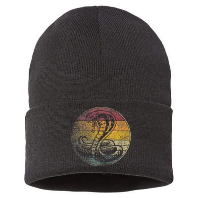 King Cobra Snake Sun Retro Vintage Reptile 80s Gift Sustainable Knit Beanie