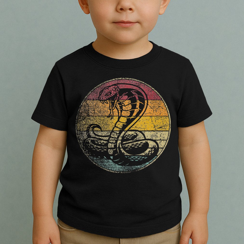 King Cobra Snake Sun Retro Vintage Reptile 80s Gift Toddler T-Shirt