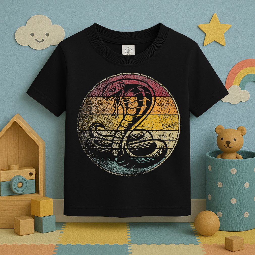 King Cobra Snake Sun Retro Vintage Reptile 80s Gift Toddler T-Shirt