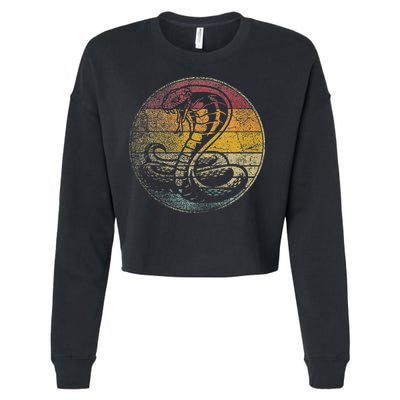 King Cobra Snake Sun Retro Vintage Reptile 80s Gift Cropped Pullover Crew