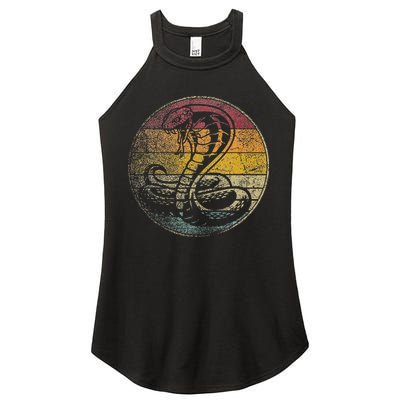 King Cobra Snake Sun Retro Vintage Reptile 80s Gift Women's Perfect Tri Rocker Tank