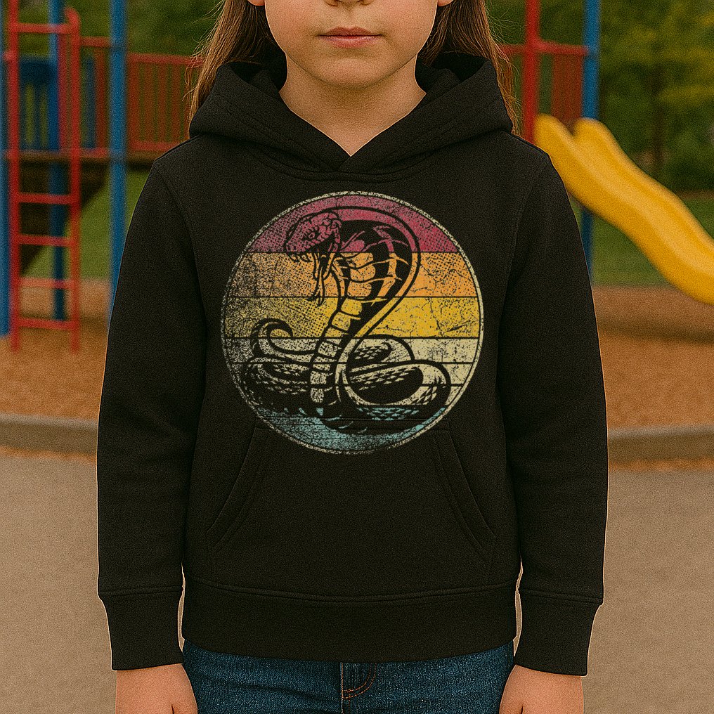 King Cobra Snake Sun Retro Vintage Reptile 80s Gift Kids Hoodie