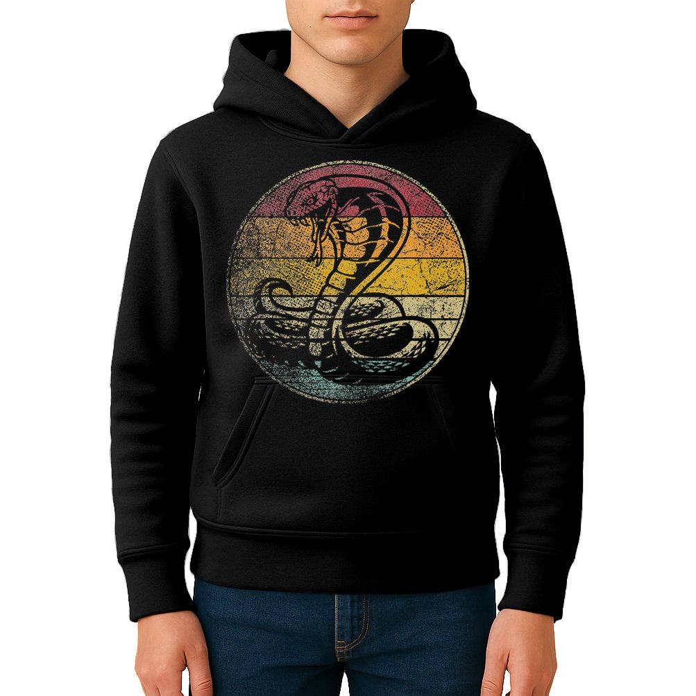 King Cobra Snake Sun Retro Vintage Reptile 80s Gift Kids Hoodie