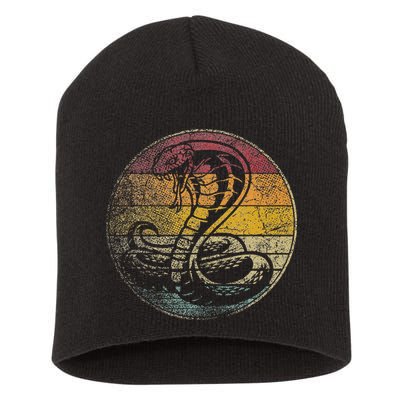 King Cobra Snake Sun Retro Vintage Reptile 80s Gift Short Acrylic Beanie