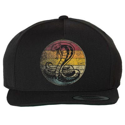 King Cobra Snake Sun Retro Vintage Reptile 80s Gift Wool Snapback Cap