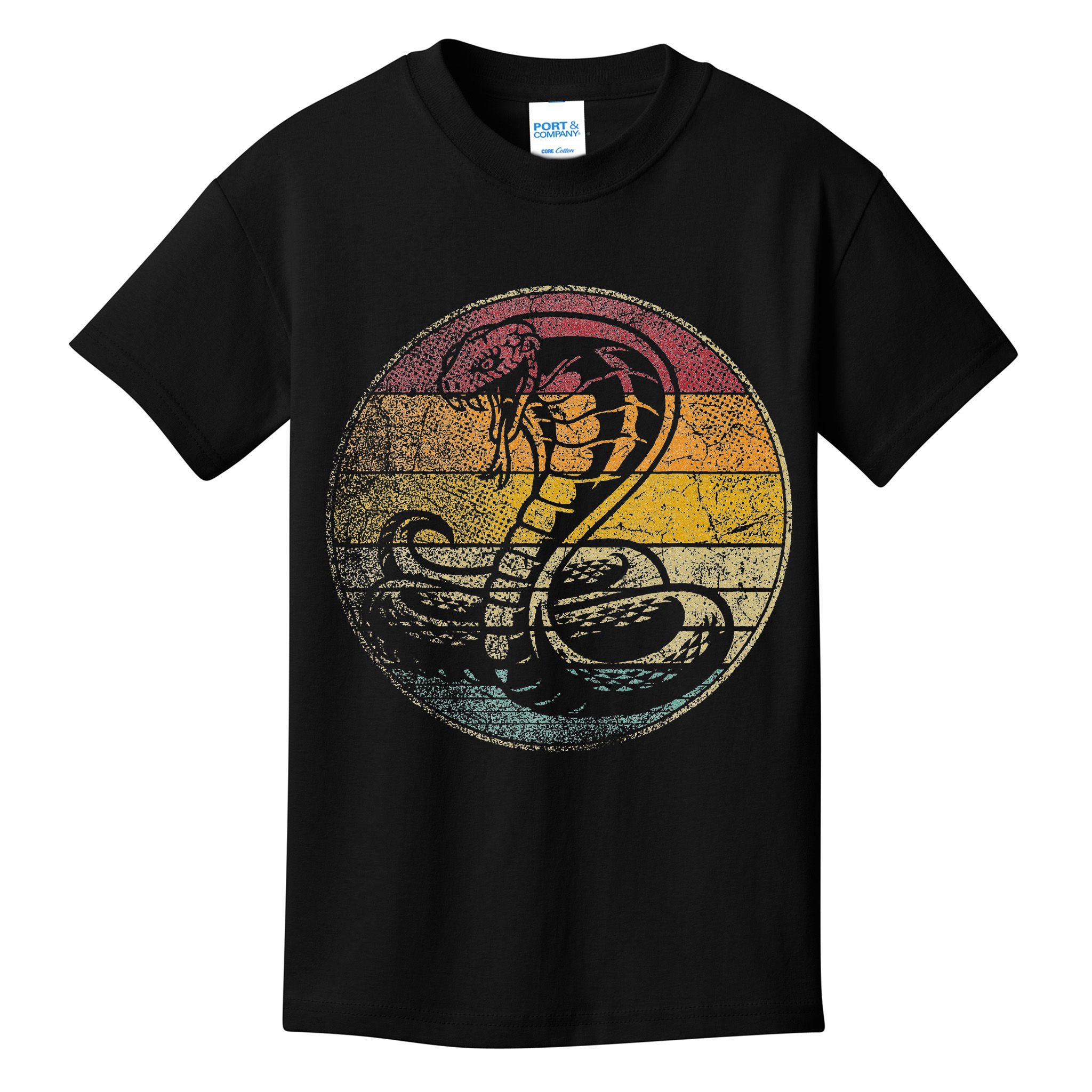 King Cobra Snake Sun Retro Vintage Reptile 80s Gift Kids T-Shirt