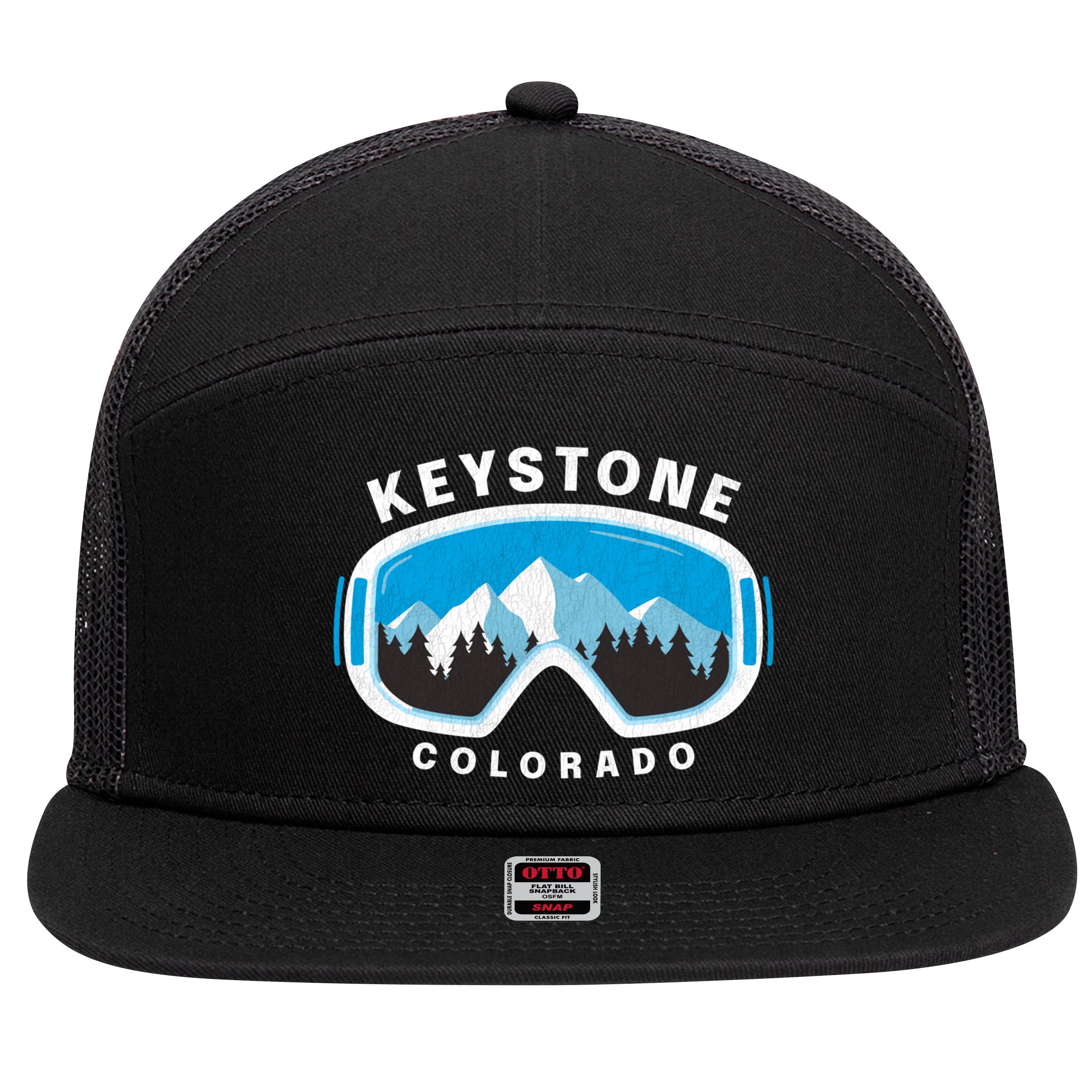Keystone Colorado Ski Snowboard Goggles Snow Mountain Funny Gift 7 Panel Mesh Trucker Snapback Hat