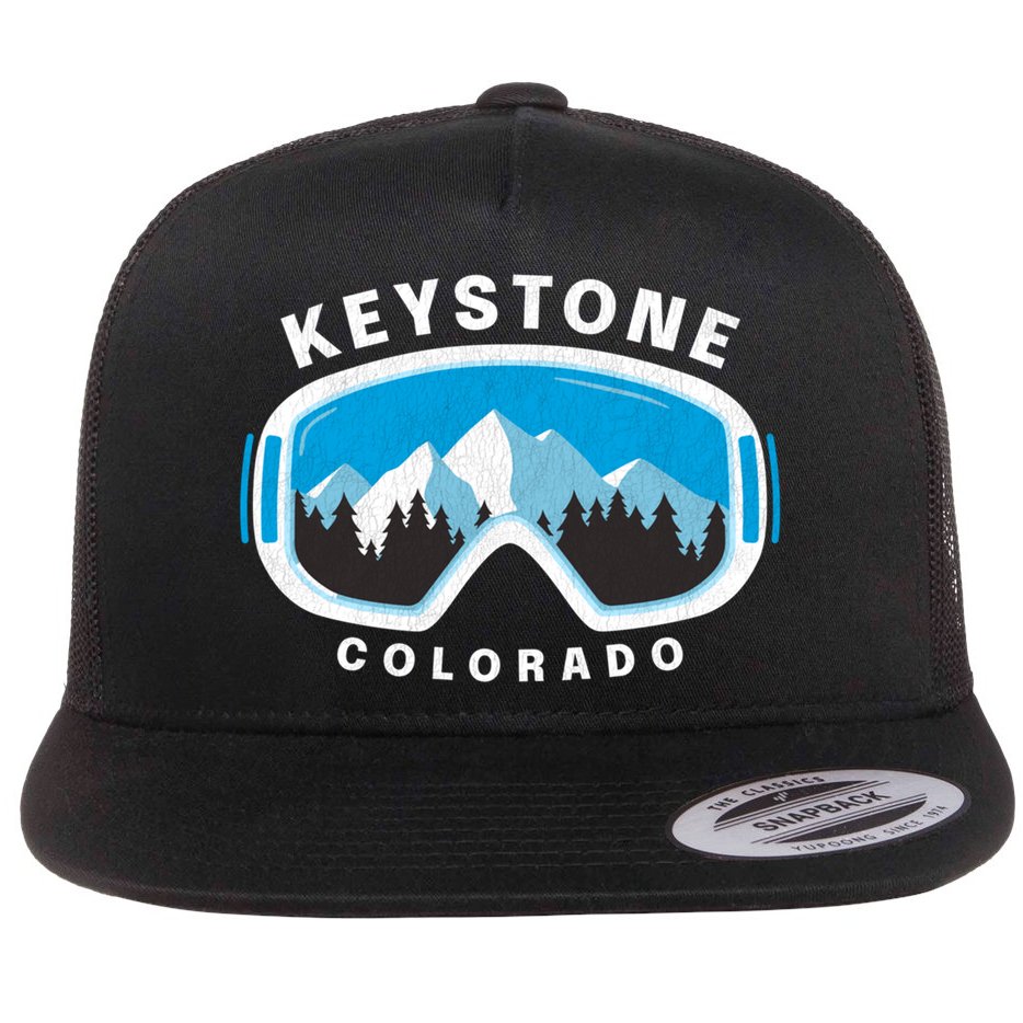 Keystone Colorado Ski Snowboard Goggles Snow Mountain Funny Gift Flat Bill Trucker Hat