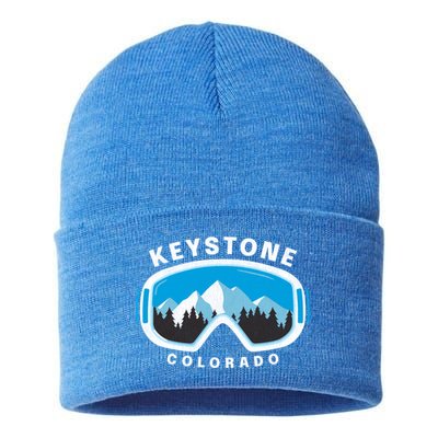 Keystone Colorado Ski Snowboard Goggles Snow Mountain Funny Gift Sustainable Knit Beanie