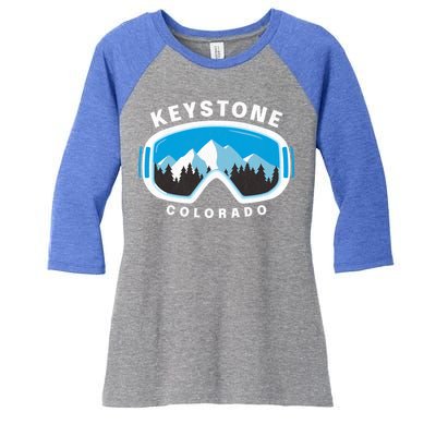 Keystone Colorado Ski Snowboard Goggles Snow Mountain Funny Gift Women's Tri-Blend 3/4-Sleeve Raglan Shirt
