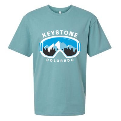 Keystone Colorado Ski Snowboard Goggles Snow Mountain Funny Gift Sueded Cloud Jersey T-Shirt