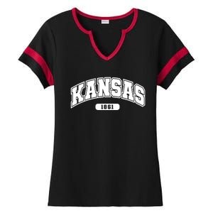 Kansas Collegiate Style 1861 Ladies Halftime Notch Neck Tee