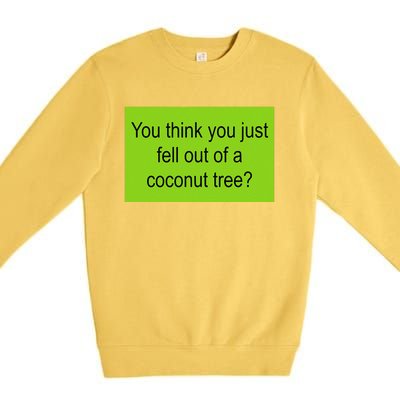 Kamala Coconut Tree Brat Green Meme Trend Gen Z Premium Crewneck Sweatshirt