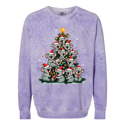 Koala Christmas Tree Funny Bear Holiday Cute Koala Gift Colorblast Crewneck Sweatshirt