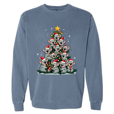 Koala Christmas Tree Funny Bear Holiday Cute Koala Gift Garment-Dyed Sweatshirt