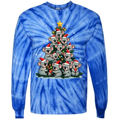 Koala Christmas Tree Funny Bear Holiday Cute Koala Gift Tie-Dye Long Sleeve Shirt