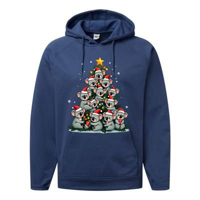 Koala Christmas Tree Funny Bear Holiday Cute Koala Gift Performance Fleece Hoodie