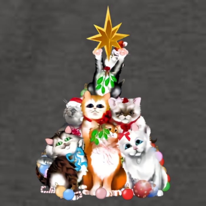 Kittens Christmas Tree Vector Backpack