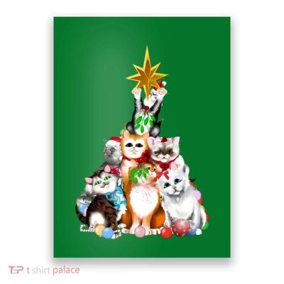 Kittens Christmas Tree Poster