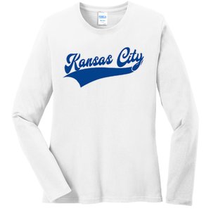 Kansas City Throwback Design Classic Ladies Long Sleeve Shirt