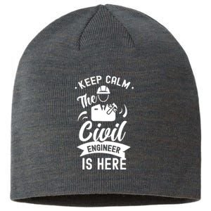 Keep Calm The Civil Engineer Is Here Engineering Job Student Sustainable Beanie