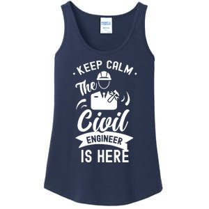 Keep Calm The Civil Engineer Is Here Engineering Job Student Ladies Essential Tank