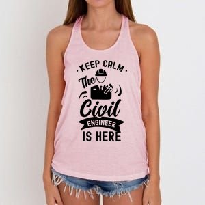 Keep Calm The Civil Engineer Is Here Engineering Job Student Women's Knotted Racerback Tank