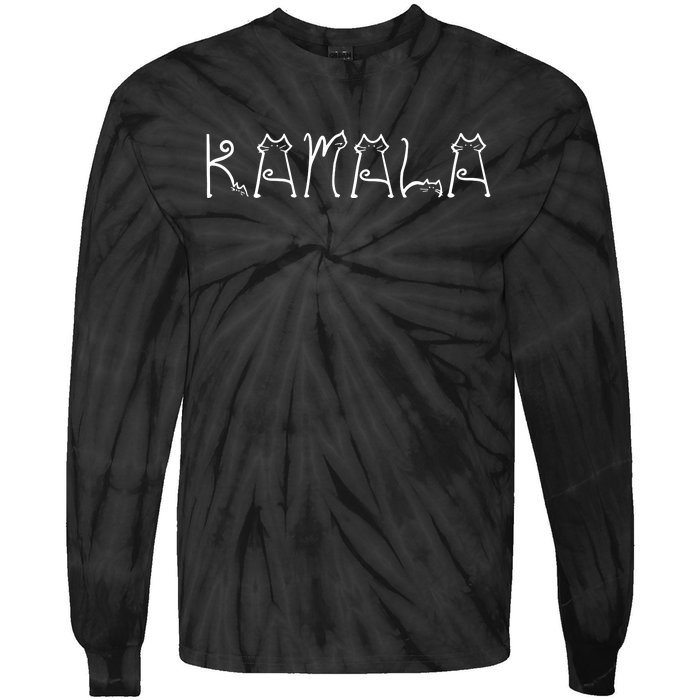 Kamala Cat Typography Alphabet Cats For Kamala Harris 2024 Tie-Dye Long Sleeve Shirt