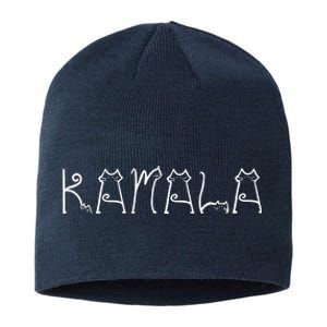 Kamala Cat Typography Alphabet Cats For Kamala Harris 2024 Sustainable Beanie