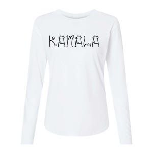 Kamala Cat Typography Alphabet Cats For Kamala Harris 2024 Womens Cotton Relaxed Long Sleeve T-Shirt