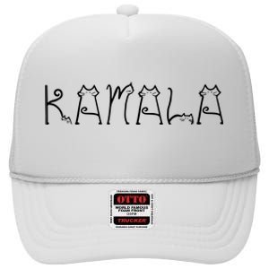 Kamala Cat Typography Alphabet Cats For Kamala Harris 2024 High Crown Mesh Back Trucker Hat