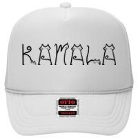 Kamala Cat Typography Alphabet Cats For Kamala Harris 2024 High Crown Mesh Back Trucker Hat