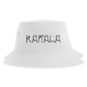 Kamala Cat Typography Alphabet Cats For Kamala Harris 2024 Sustainable Bucket Hat