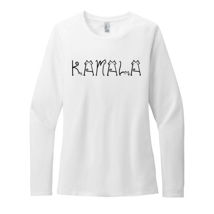 Kamala Cat Typography Alphabet Cats For Kamala Harris 2024 Womens CVC Long Sleeve Shirt