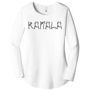 Kamala Cat Typography Alphabet Cats For Kamala Harris 2024 Women's Perfect Tri Tunic Long Sleeve Shirt