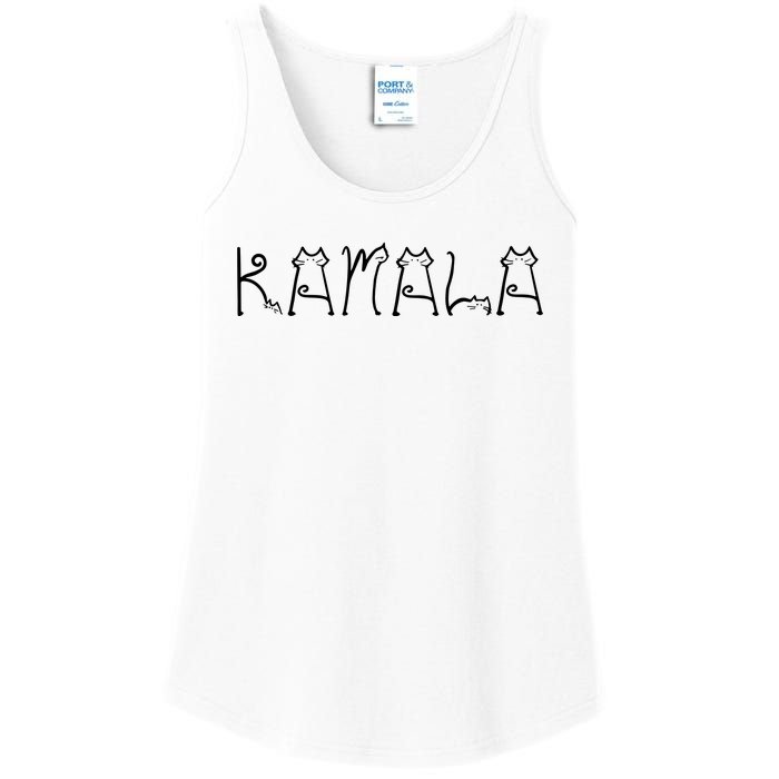 Kamala Cat Typography Alphabet Cats For Kamala Harris 2024 Ladies Essential Tank