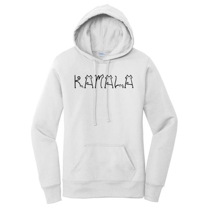 Kamala Cat Typography Alphabet Cats For Kamala Harris 2024 Women's Pullover Hoodie