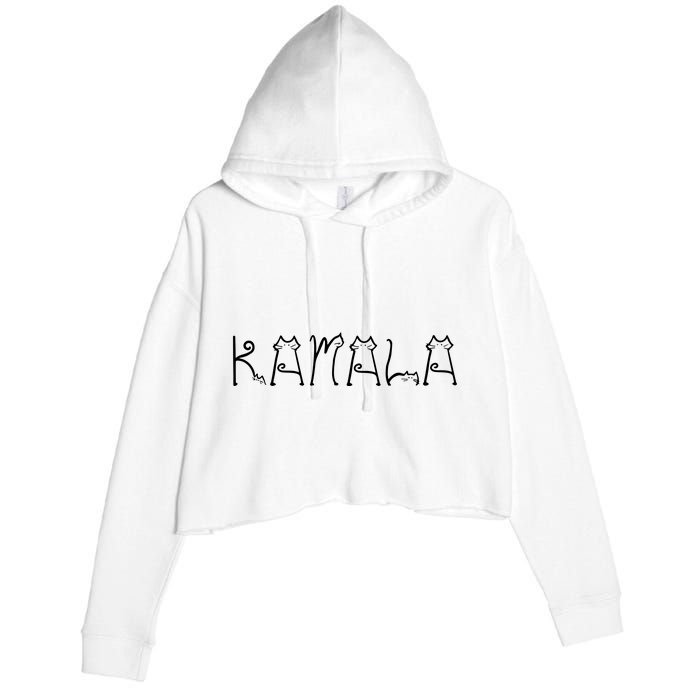 Kamala Cat Typography Alphabet Cats For Kamala Harris 2024 Crop Fleece Hoodie