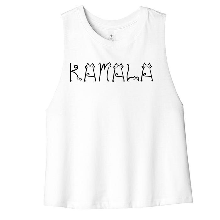 Kamala Cat Typography Alphabet Cats For Kamala Harris 2024 Women's Racerback Cropped Tank