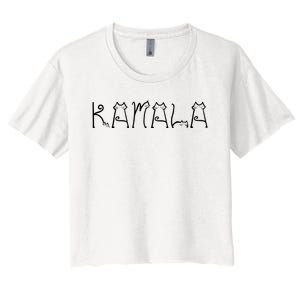 Kamala Cat Typography Alphabet Cats For Kamala Harris 2024 Women's Crop Top Tee