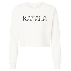 Kamala Cat Typography Alphabet Cats For Kamala Harris 2024 Cropped Pullover Crew