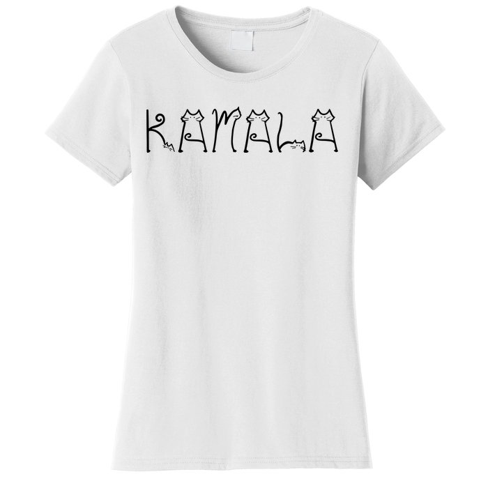 Kamala Cat Typography Alphabet Cats For Kamala Harris 2024 Women's T-Shirt