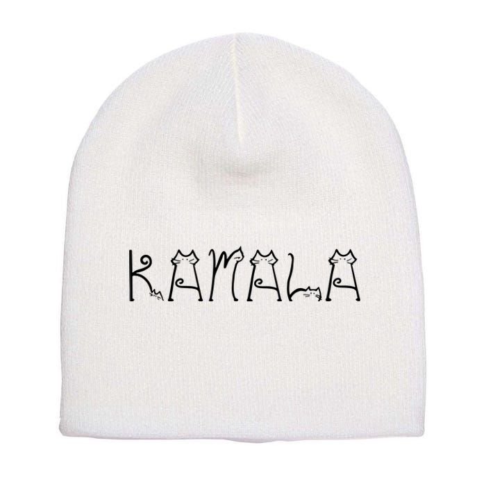 Kamala Cat Typography Alphabet Cats For Kamala Harris 2024 Short Acrylic Beanie