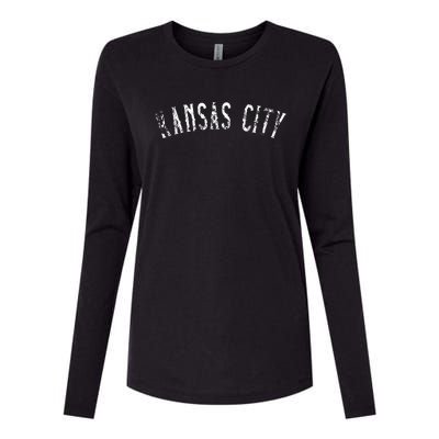 Kansas City Text Apparel Womens Cotton Relaxed Long Sleeve T-Shirt